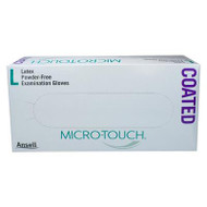 Ansell Micro-Touch Coated Latex Powder-Free Examination Gloves x 100 - Size: LARGE