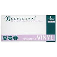 Bodyguards Clear Vinyl Powder Free Exam Gloves Large Box of 100
