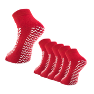 6 pairs x Medline Double Tread Slipper Socks / Fall Prevention Socks- Red (6 Pairs) - One Size - As Used by NHS