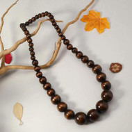 Chunky Wooden Bead Unisex Necklace – Statement design - Brown