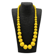 Chunky Wooden Bead Unisex Necklace – Statement design - Yellow