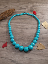 Chunky Wooden Bead Unisex Necklace – Statement design - Blue