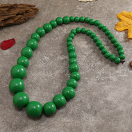 Chunky Wooden Bead Unisex Necklace – Statement design - Green