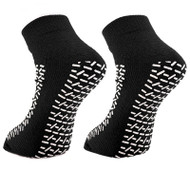 Double Tread Slipper Socks / Fall Prevention Socks- Black (Pair) - One Size - As Used by NHS