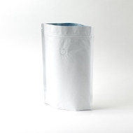 8oz White Compostable Stand Up Pouch with Valve