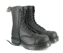 Vegetarian Shoes 10 Eye Boot (Steel Toe) - Black
