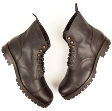 Wills Vegan Womens Work Boots (Thick Tread) - Dark Brown