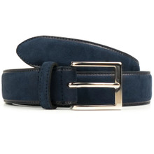 Wills Vegan Continental 3.5cm Belt - Blue Suede