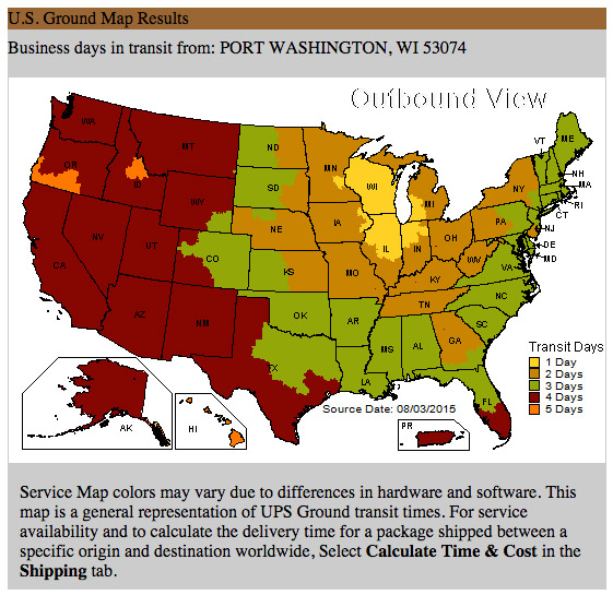 Shipping Delivery - Ups Ground Transit Map 