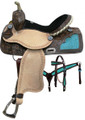Double T Barrel Saddle Teal Alligator w/ Matching Headstall/Breastcollar Set!  