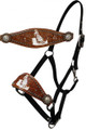 Bronc Halter Adj, Floral Tooling, Studs, Crystal Rhinestone Conchos BARREL RACER