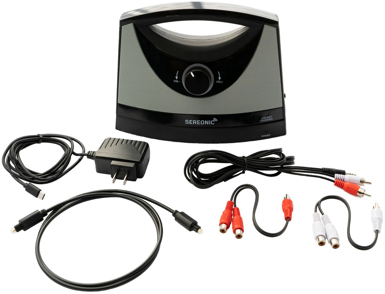 Sereonic TV SoundBox® by Serene - BT100 (Full Kit with analog audio cables, digital/optical audio cable, and power adapter)