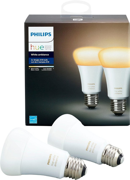 Philips Hue White A19 Bulbs - 2 Pack with Product Box