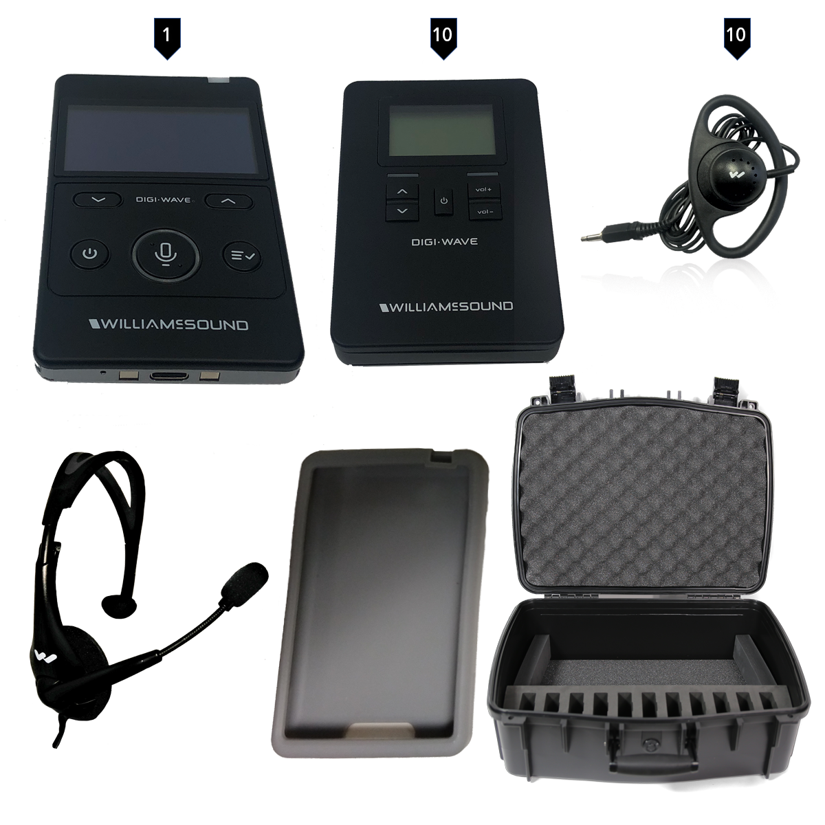 Williams Sound Digi-Wave 400 Series Tour Guide System - Full Kit for 10 listeners and 1 Guide
