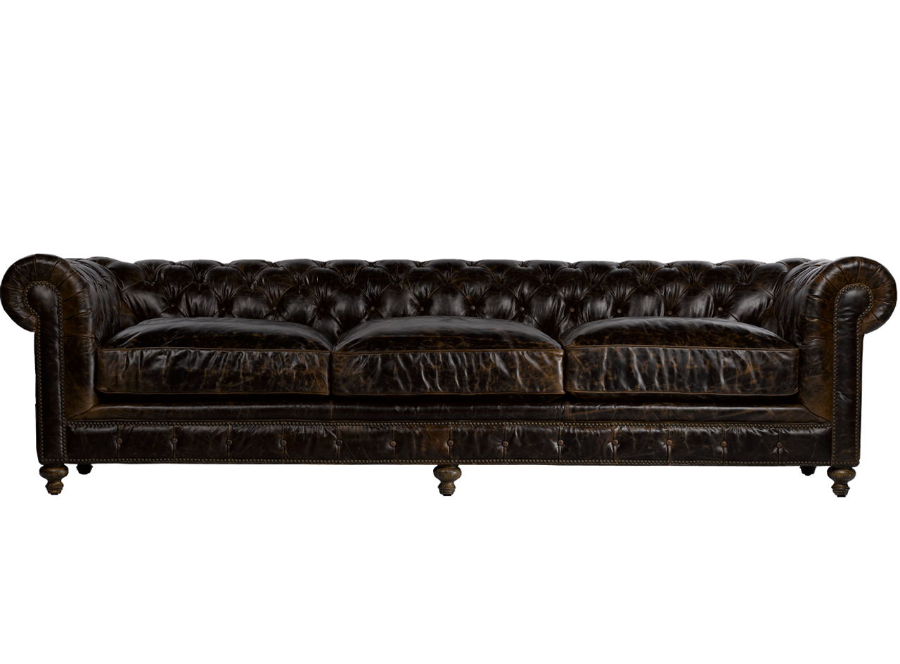 118 Cigar Club Leather Upholstered Chesterfield Sofa Zin Home