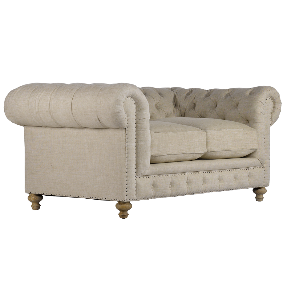 Cigar Club 77" Tufted Linen Upholstered Chesterfield Sofa Zin Home