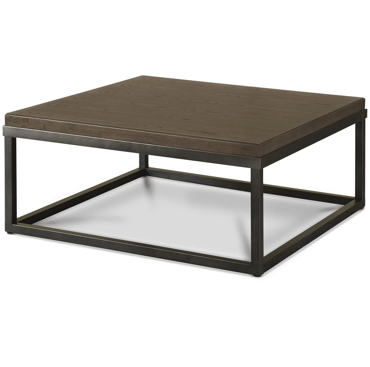 French Industrial Oak Wood + Metal Square Cocktail Table Zin Home