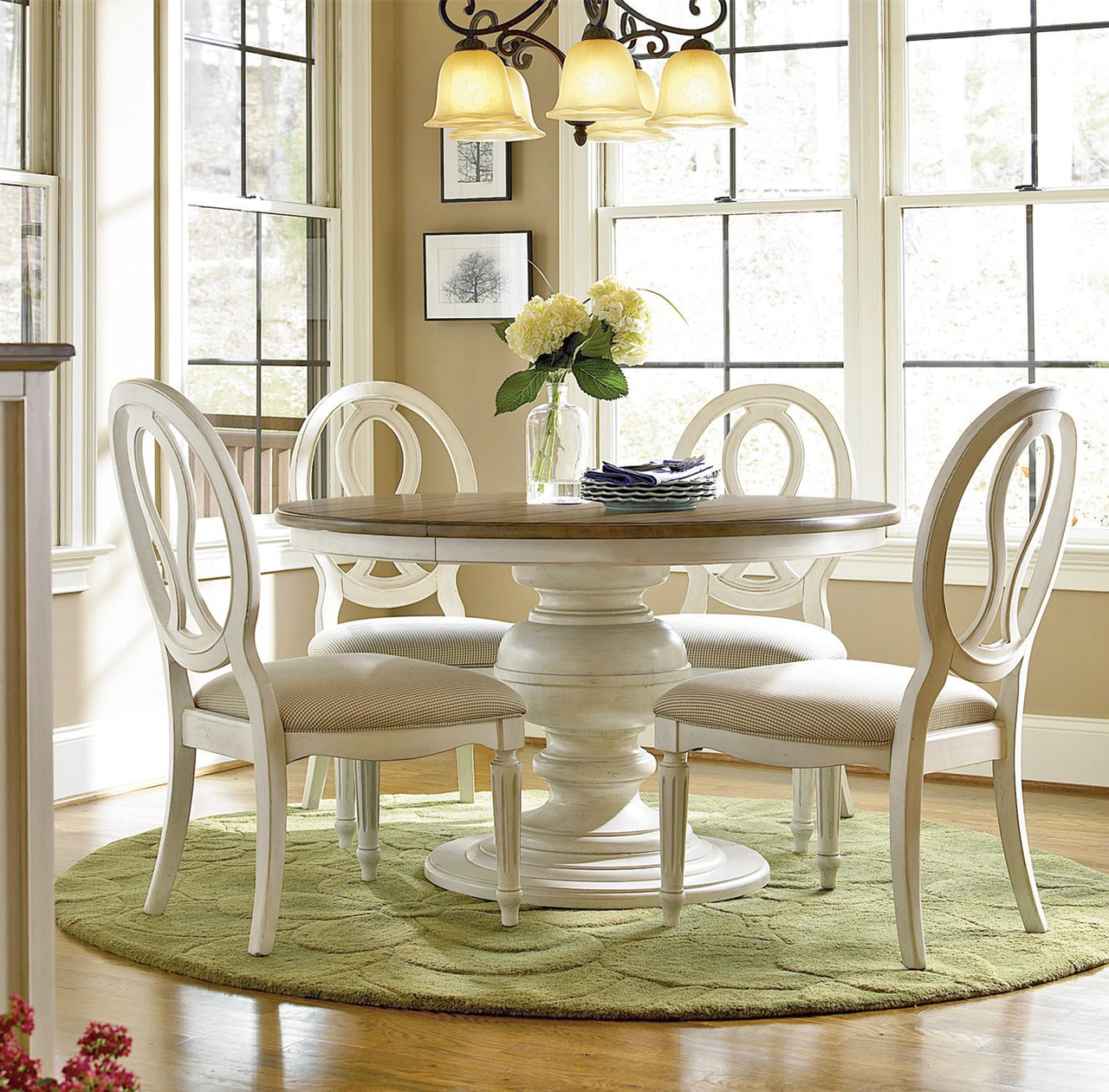 Country-Chic Maple Wood White Pierced Back Dining Side Chair | Zin Home