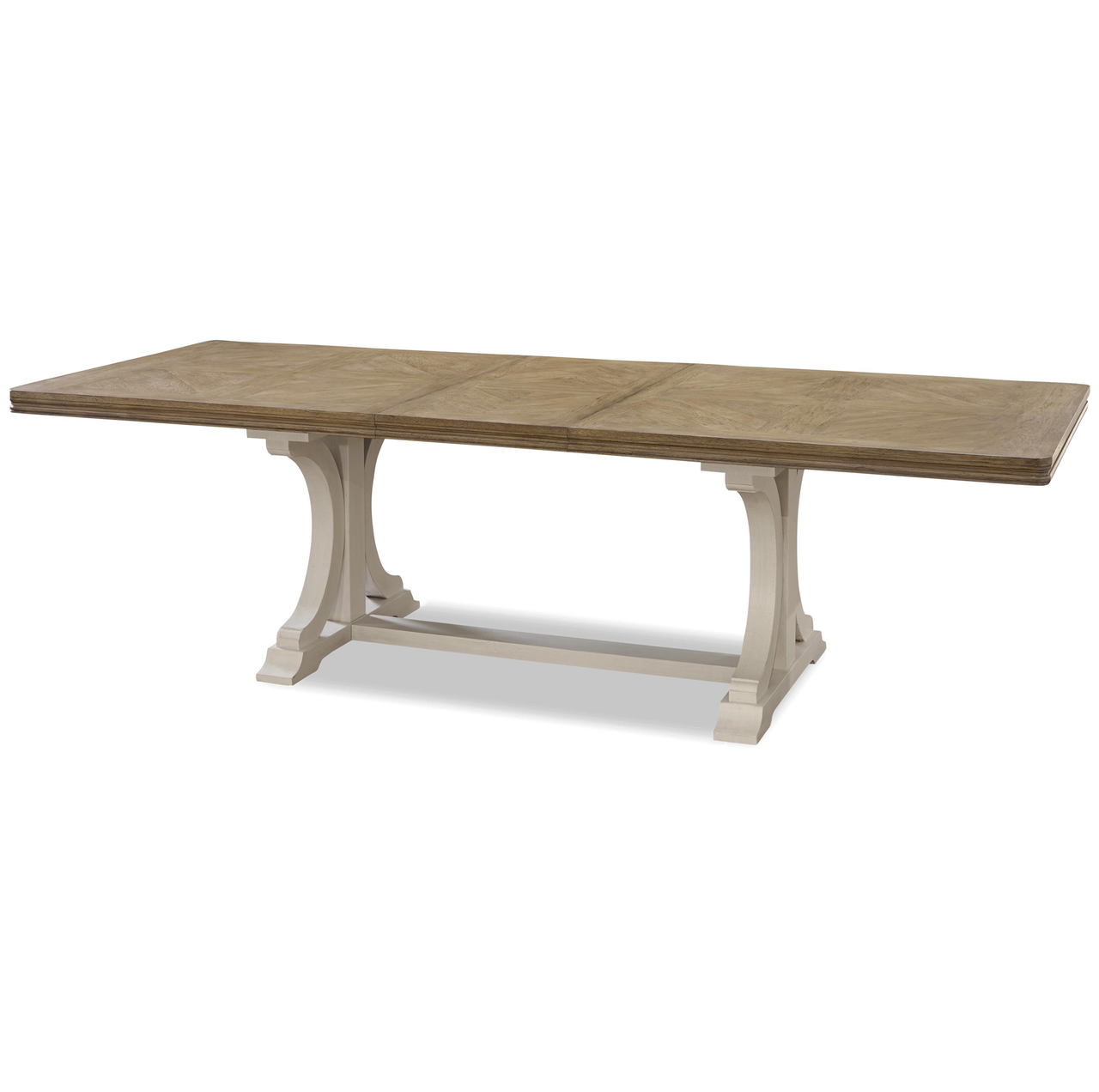 French Modern Light Wood Trestle Extension Dining Table ...