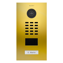 DoorBird IP Video Door Station D2101V, Stainless steel V4A, brushed, PVD coating with gold-finish, Part# 423870123
