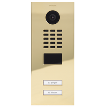 DoorBird IP Video Door Station D2102V, Stainless steel V4A, high-gloss polished, PVD coating with brass-finish, Part# 423862494