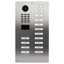 DoorBird IP Video Door Station D2115V, Stainless steel V4A (salt-water resistant), brushed, 15 call buttons, Part# 423866980