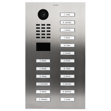 DoorBird IP Video Door Station D2118V, Stainless steel V4A (salt-water resistant), brushed, 18 call buttons, Part# 423867017