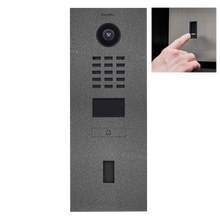 DoorBird IP Video Door Station D2101FV EKEY for single family homes, stainless steel V4A, powder-coated, semi-gloss, DB 703 pearled dark grey, 1 call button with cut-out for ekey Home FS OM I module, Part# 423868199
