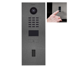 DoorBird IP Video Door Station D2101FV EKEY for single family homes, stainless steel V4A, powder-coated, semi-gloss, DB 703 pearled dark grey, 1 call button with cut-out for ekey Home FS OM I module, Part# 423868199
