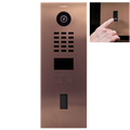 DoorBird IP Video Door Station D2101FV EKEY for single family homes, Stainless steel V4A, brushed, PVD coating with bronze-finish, 1 call button with cut-out for ekey Home FS OM I module, Part# 423867499
