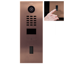 DoorBird IP Video Door Station D2101FV EKEY for single family homes, Stainless steel V4A, brushed, PVD coating with bronze-finish, 1 call button with cut-out for ekey Home FS OM I module, Part# 423867499
