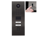 DoorBird IP Video Door Station D2102FV EKEY, Stainless steel V4A, brushed, PVD coating with titanium-finish, 2 call buttons, prepared for fingerprint reader ekey Home FS OM I, Part# 423870635 
