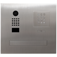 DoorBird IP Video Door Station D2101FPBK, flush-mounted postbox for single family homes, stainless steel V2A, brushed, 1 call button, keypad module, Part# 423866706