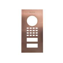 Front panel for DoorBird D1101V Flush-mount, Stainless steel V4A, brushed, PVD coating with bronze-finish, Part# 423868335