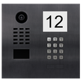 Doorbird IP Video Door Station D2101IKH, For single-family houses and commercial buildings, Stainless steel V4A, brushed, PVD coating with titanium-finish, with 1 unit Info Module, Keypad Module, 1 Call Button, Part# 423869905