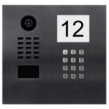 Doorbird IP Video Door Station D2101IKH, For single-family houses and commercial buildings, Stainless steel V4A, brushed, PVD coating with titanium-finish, with 1 unit Info Module, Keypad Module, 1 Call Button, Part# 423869905