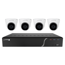 Speco ZIPK4TA, 4Ch H.265 NVR with 3 Outdoor IR 5MP IP Cameras and 1 4K AI camera, 2.8mm fixed lens, 2TB- KIT