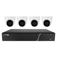 Speco ZIPK4TA, 4Ch H.265 NVR with 3 Outdoor IR 5MP IP Cameras and 1 4K AI camera, 2.8mm fixed lens, 2TB- KIT,-Part# ZIPK4TA