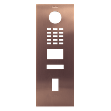 Front panel (e.g. as replacement part) for DoorBird D2101FV EKEY, stainless steel V4A, brushed, PVD coating with bronze-finish, Part#  423868144