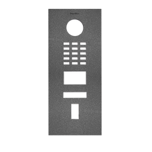 Front panel (e.g. as replacement part) for DoorBird D2101FV EKEY, stainless steel V4A, powder-coated, semi-gloss, DB 703 pearled dark grey