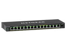 NETGEAR 16-Port PoE+ Gigabit Ethernet Plus Switch (180W) with 1 SFP Port, Part# GS316EP-100NAS