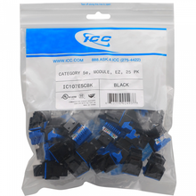 ICC MODULE, CAT 5E, EZ, 25 PK, BLACK, Part# IC107E5CBK NEW