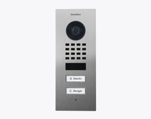 Doorbird D1102V-F, DoorBird IP Video Door Station Flush-mount, stainless steel V2A, brushed, 2 call buttons, incl. flush-mounting housing, Part# 423866805