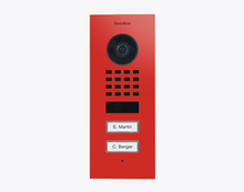 Doorbird D1102V-F, FLUSH-MOUNT IP VIDEO DOOR STATION,  RAL 3028, stainless steel, powder-coated, semi-gloss, Part# 423878822