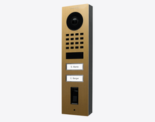 Doorbird D1102FV-S, FINGERPRINT 50 SURFACE-MOUNT IP VIDEO DOOR STATION, Gold-finish as PVD coating, stainless steel, brushed, Part# 423895058