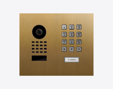 Doorbird D1101KH-M-F,  MODERN FLUSH-MOUNT IP VIDEO DOOR STATION, Gold-finish as PVD coating, stainless steel, brushed, Part# 423879997