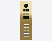 Doorbird D2105V, IP VIDEO DOOR STATION, Brass-finish as PVD coating, stainless steel V4A, high-gloss polished, Part# 423887411