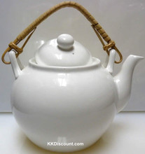Tougei White Tea Pot with Bamboo Handle