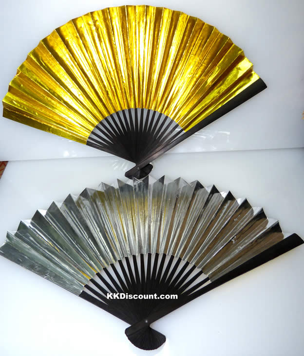 gold hand fan