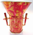 Large Red Tin Joss Incense Wall Holder with Funnel